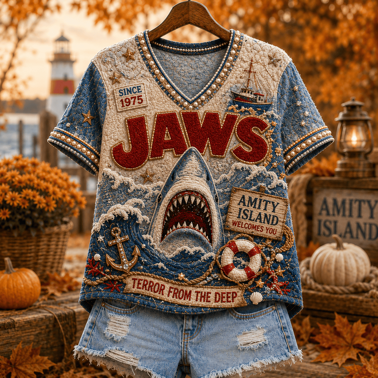 Premium JAWS V-neck Shirt NPL