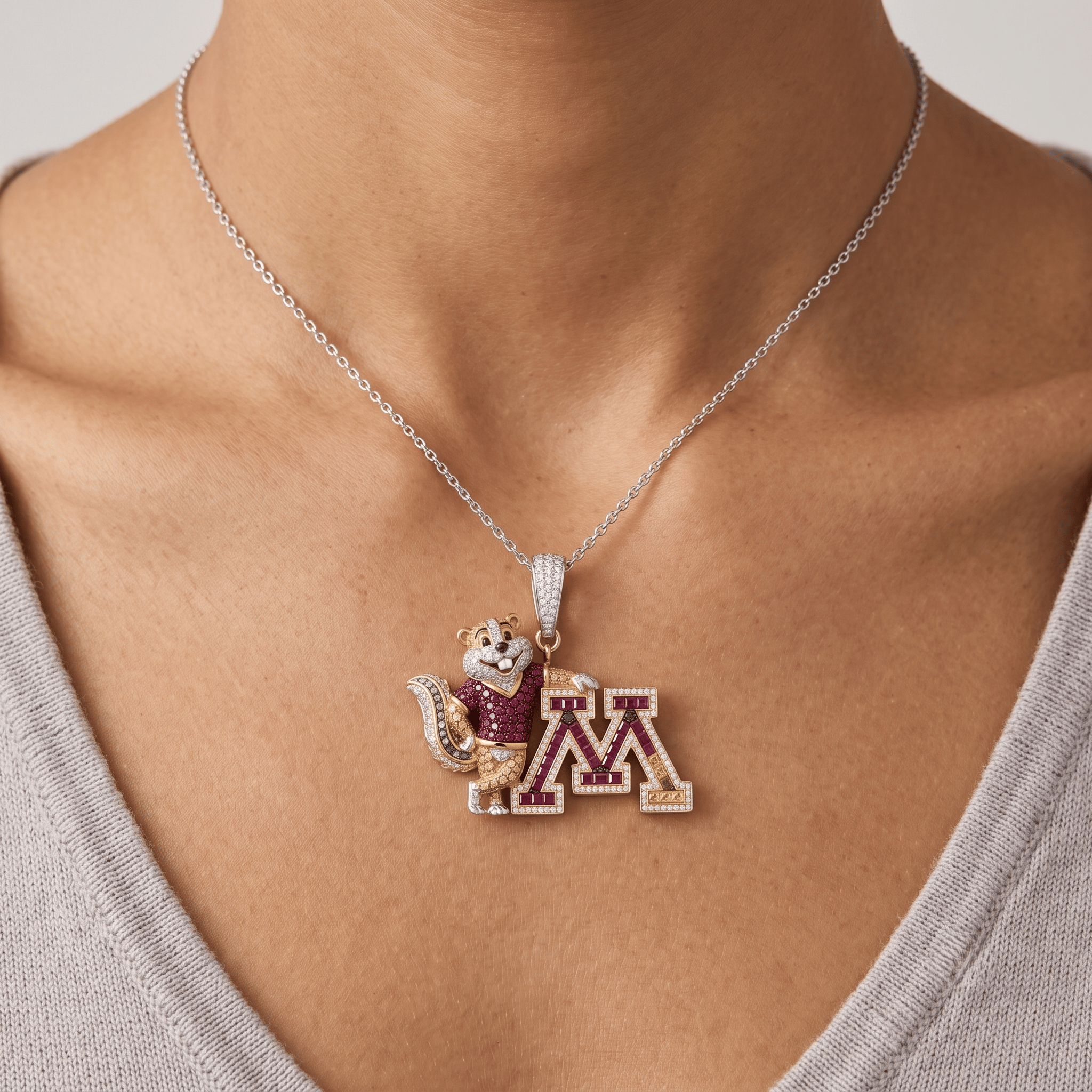 MGG Solid Gold Chain with Diamond Pendant HTTT